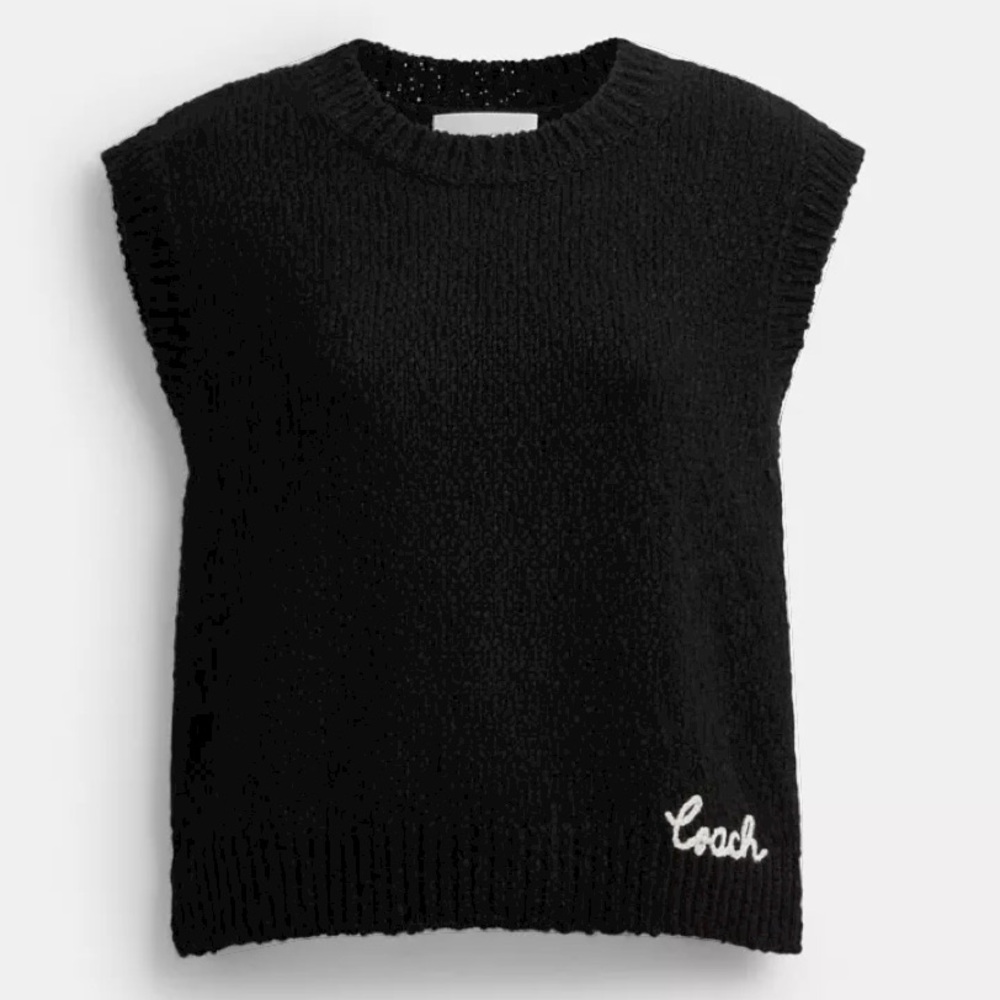 Coach Women's Black Crewneck Sweater Vest